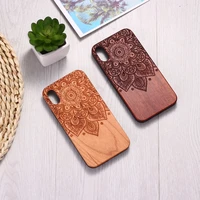 vintage henna mandala floral engraved wood phone case coque funda for iphone 11 12 13pro max 7plus 8 8plus xr x xs max