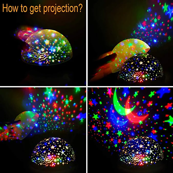 Светодиодный светильник в форме звезды проектор 360 градусов Ночной с 8 цветами и