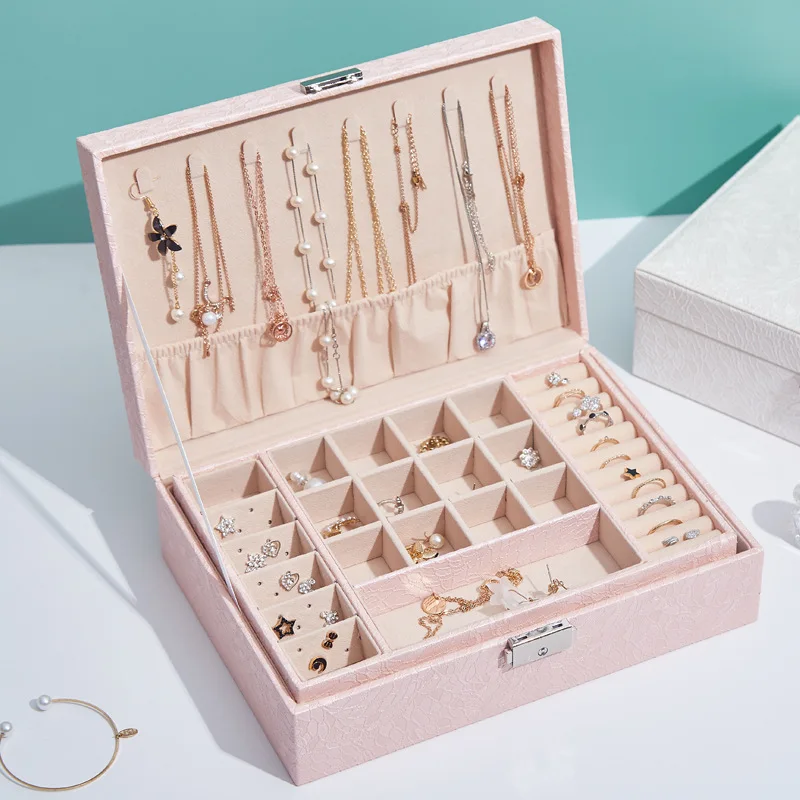 

Fashion Design Leather Jewelry Box Jewelry Case Jewelry Package Storage Large Space Jewelry Ring Necklace Bracelet Hot Selling