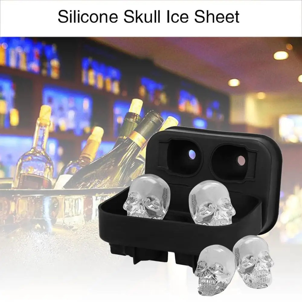 Ice Cube Maker Skull Shape Chocolate Mould Cream DIY Tool Whiskey Wine Cocktail Silicone Mold | Бытовая техника