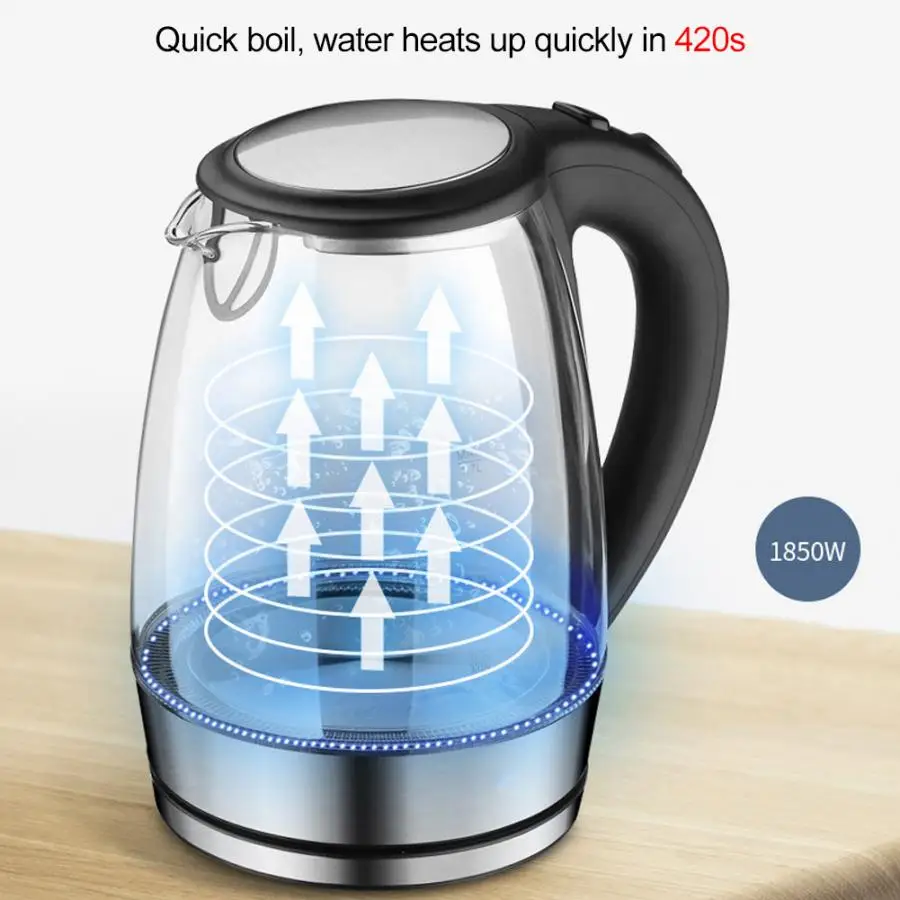 1.7л Электрический чайник стеклянный чайный нагреватель котел с Светодиодный