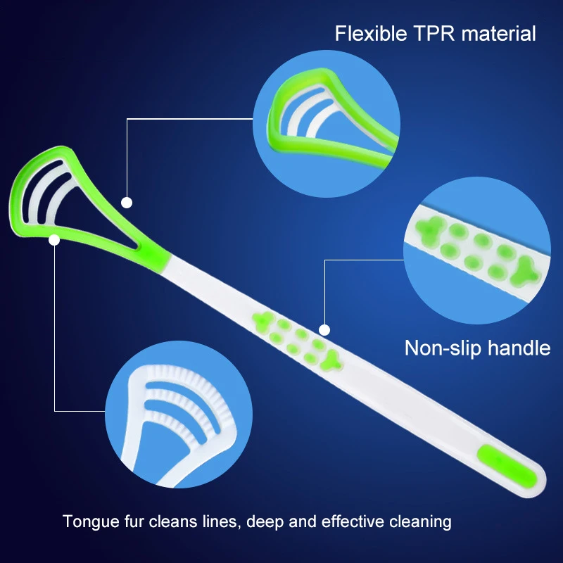 

Tongue Cleaner Scraper 4-Pack with Bonus Dental Floss Helps Prevent Bad Breath for Healthy Oral Care ZGOOD
