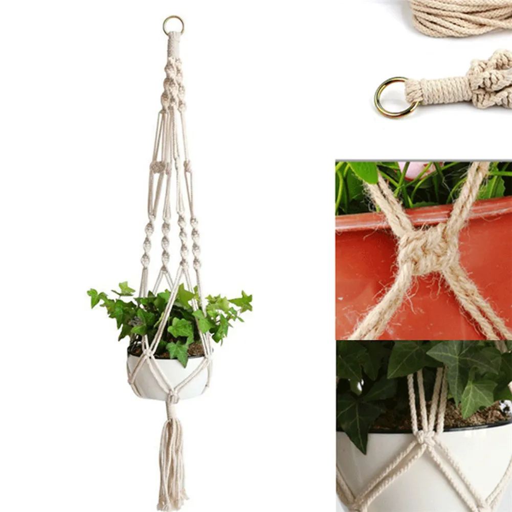Вешалка для растений плетеная подвесная сеялка корзина пеньковая веревка