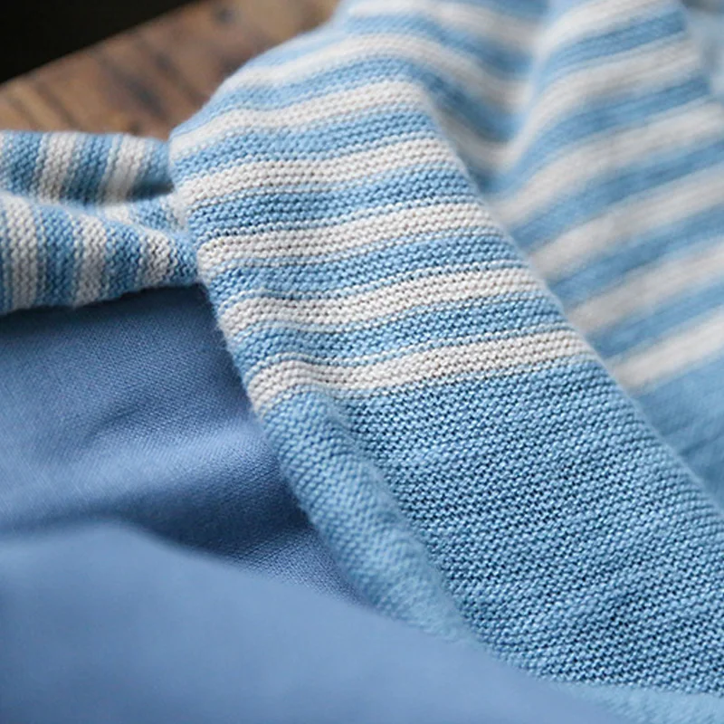 

Johnature Knitted Striped Shirts Patchwork Hooded Blouses Women Spring Tops Button Long Sleeve 2021 5 Color Loose Casual Shirts