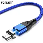 Магнитный кабель FONKEN Micro USB, 1 м, 2 м, 3 А, для быстрой зарядки и передачи данных, для Xiaomi 7, 8, Samsung S10, планшетов