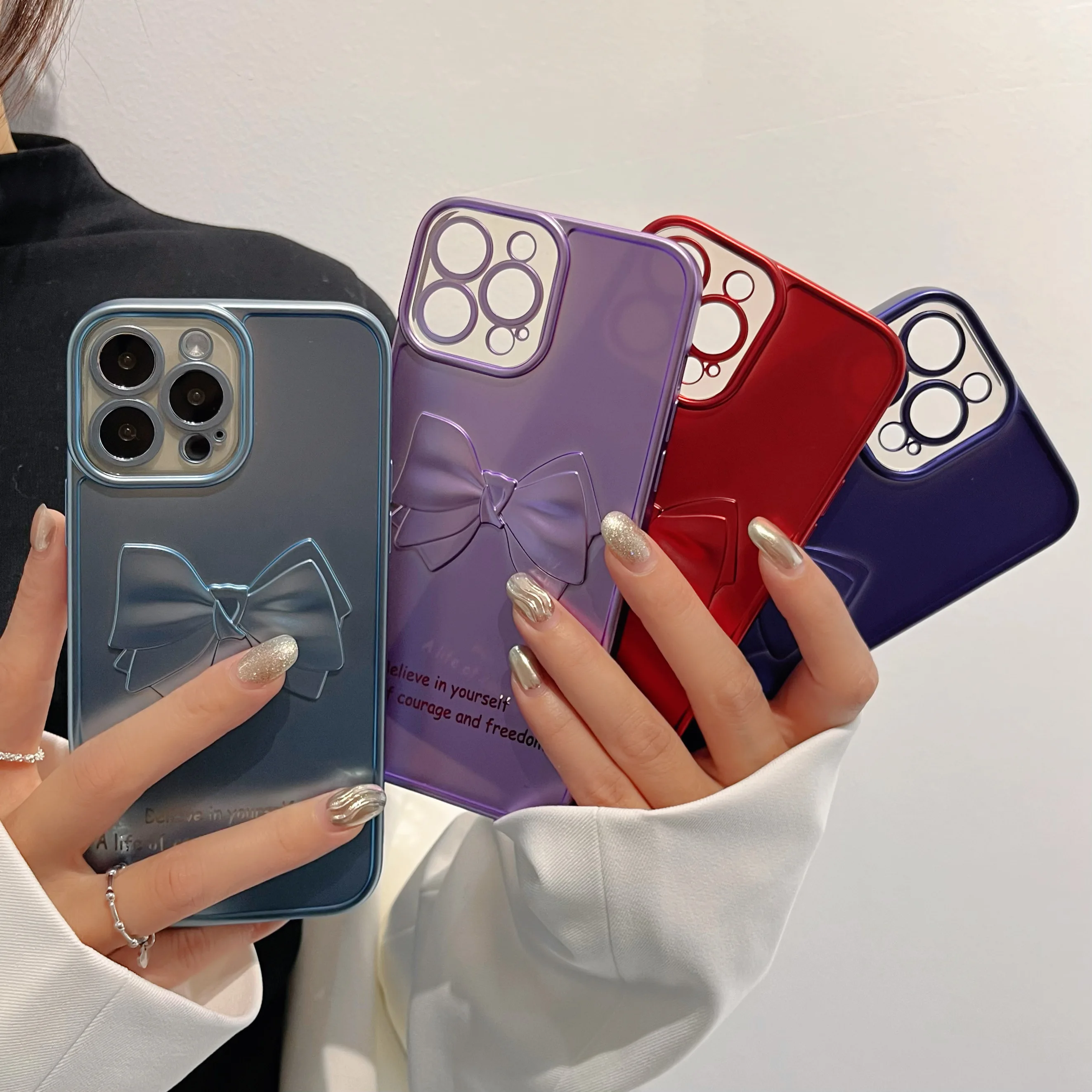 

Electroplating Soft TPU Bowknot Phone Case For IPhone 13 12 11 Pro Max 7 8 Plus X XS XR Dustproof Protective Cover