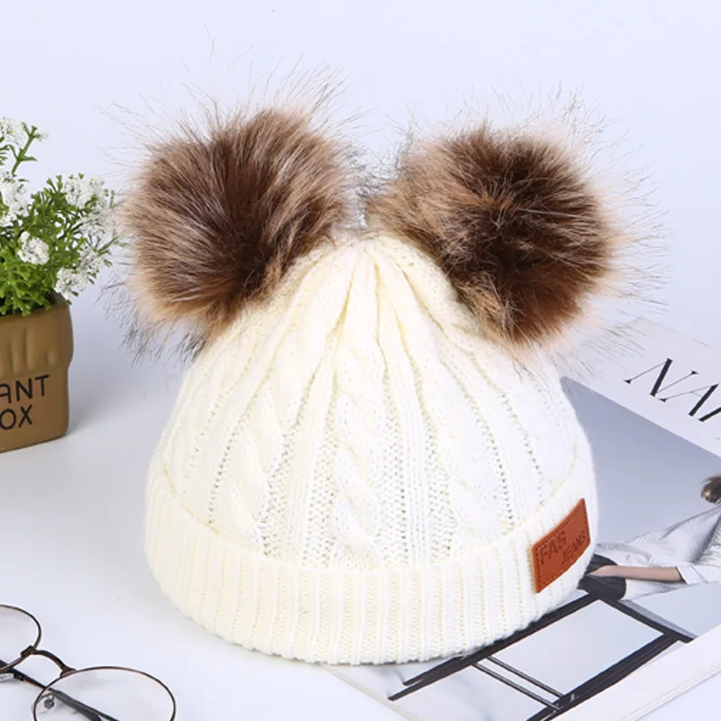 Детская шапка с помпоном зимняя вязаная Милая для девочек и мальчиков