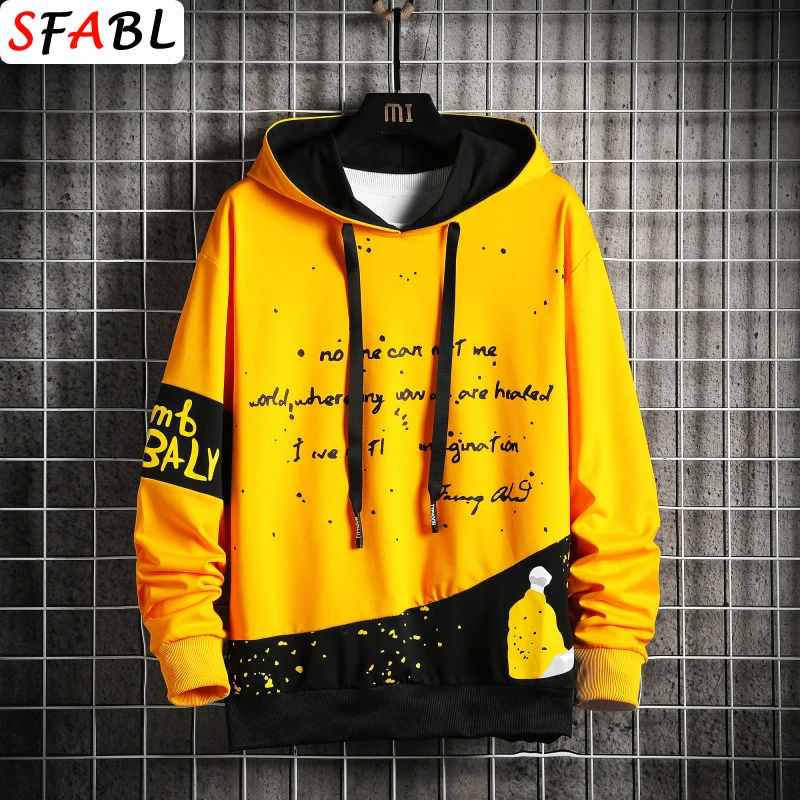 

SFABL Harajuku Hoodie Sweatshirt Men 2021 New Hip Hop Streetwear Male Fashion Patchwork Hoodies Pullover Colorful Sweatshirt Man