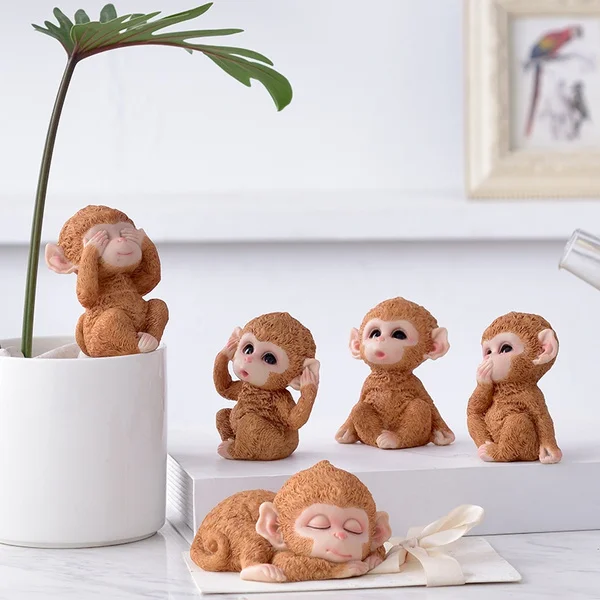 

Cute Monkey Figurines Miniatures Fairy Garden Gnome Moss Terrariums Resin Crafts Decoration Accessories