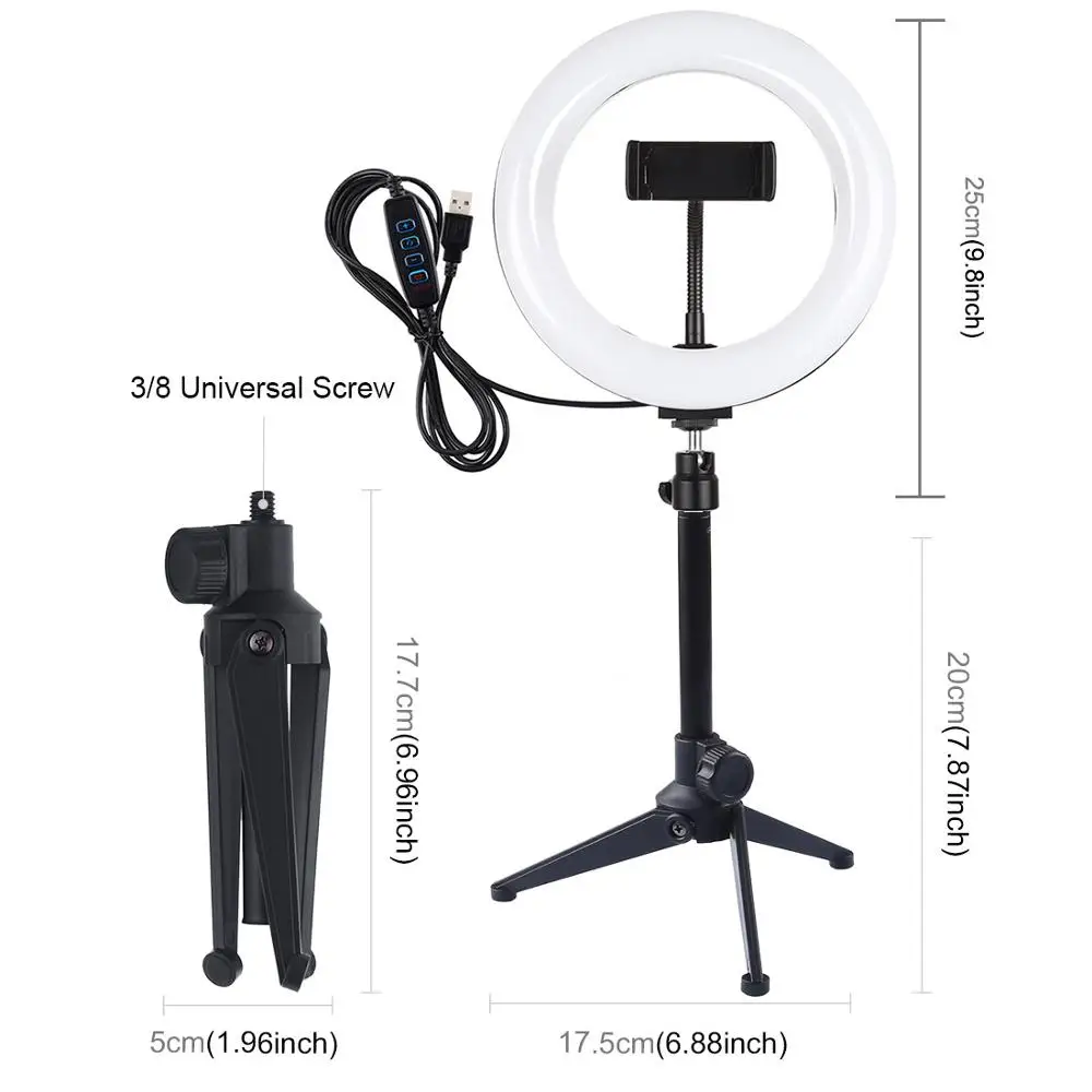Новинка прямая трансляция 20 см светодиодный кольцевой фонарик с держателем