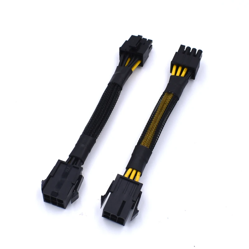 10 шт./лот PCI E 6 pin до 8 18AWG кабель адаптера питания с черным рукавом для видеокарты GPU