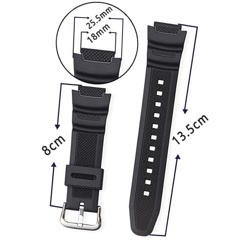 Каучуковый ремешок для объектива с оптическими зумом Casio AE-1000w AQ-S810W SGW-400H/SGW-300H силиконовый ремешок для часов булавки Туфли с ремешком и пряжкой часы на запястье браслет цвета: черный