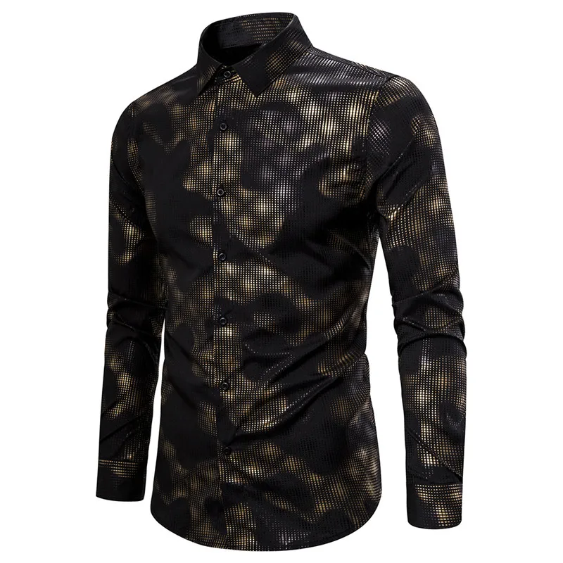 

Рубашка мужская с длинным рукавом, Модный бронзовый смокинг, повседневная классическая одежда для ночного клуба, свадьбы, 2021