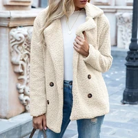 s 5xl solid color women winter spring loose warm coat high quality teddy fleece button jacket female casual veste femme 2021