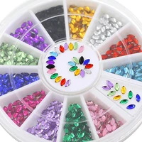 80 hot sale multicolor oval 3d glitters studs diy decoration nail art tips stickers wheel