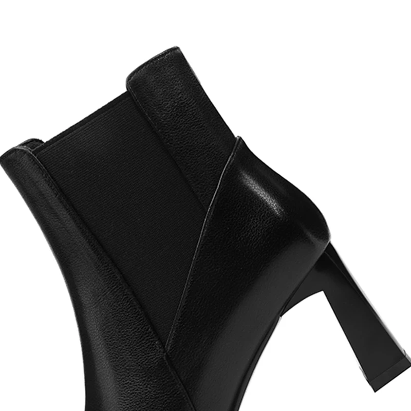 

Women Boots Leather Thick Heel Square Toe Black Ankle Boots For Women Party Shoes Autumn High Heels Boots Female