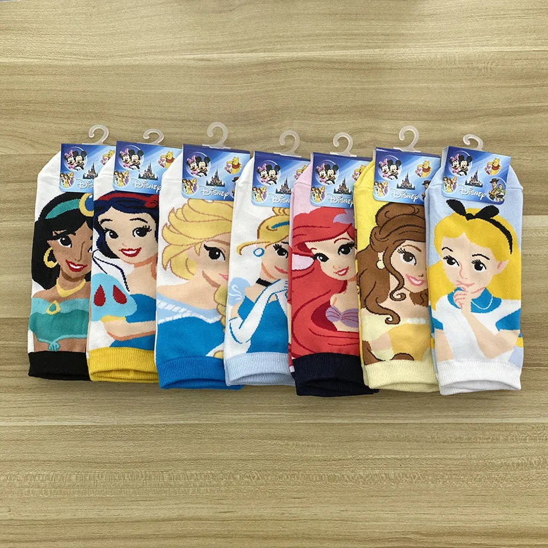 Детские носки Принцессы Disney хлопковые нескользящие с мультяшным рисунком