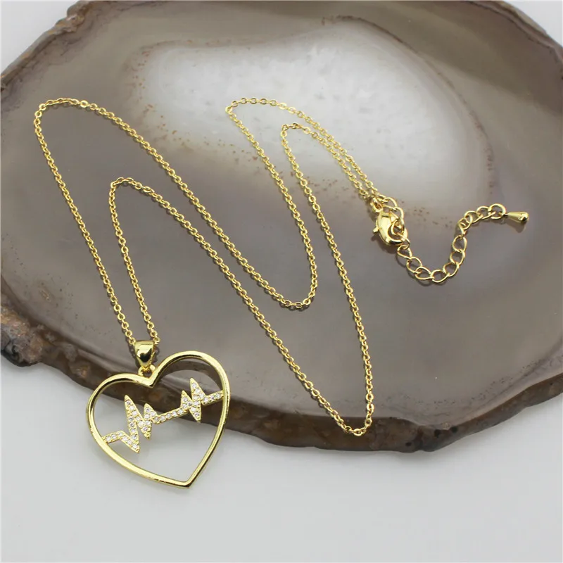 10 штук/лот 19-дюймовое новое дизайнерское ожерелье из циркония в форме сердца/молнии/звезды/луны, ювелирное изделие с позолоченной медной цепочкой, дешевая оптовая продажа.