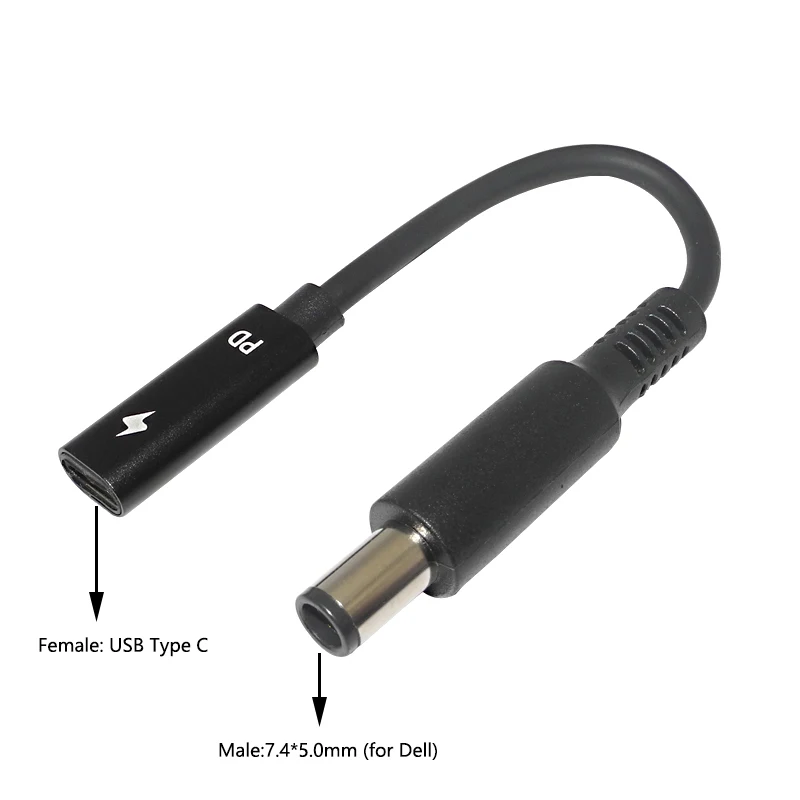Dc USB Type C Power Jack for Dell USB-C Female to 7.4*5.0mm 