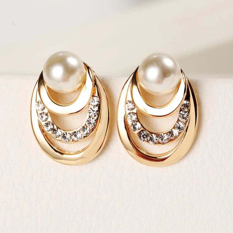 New jewelry versatile fashion elegant personalitythree-layer rhinestone colorprotecting earrings | Украшения и аксессуары