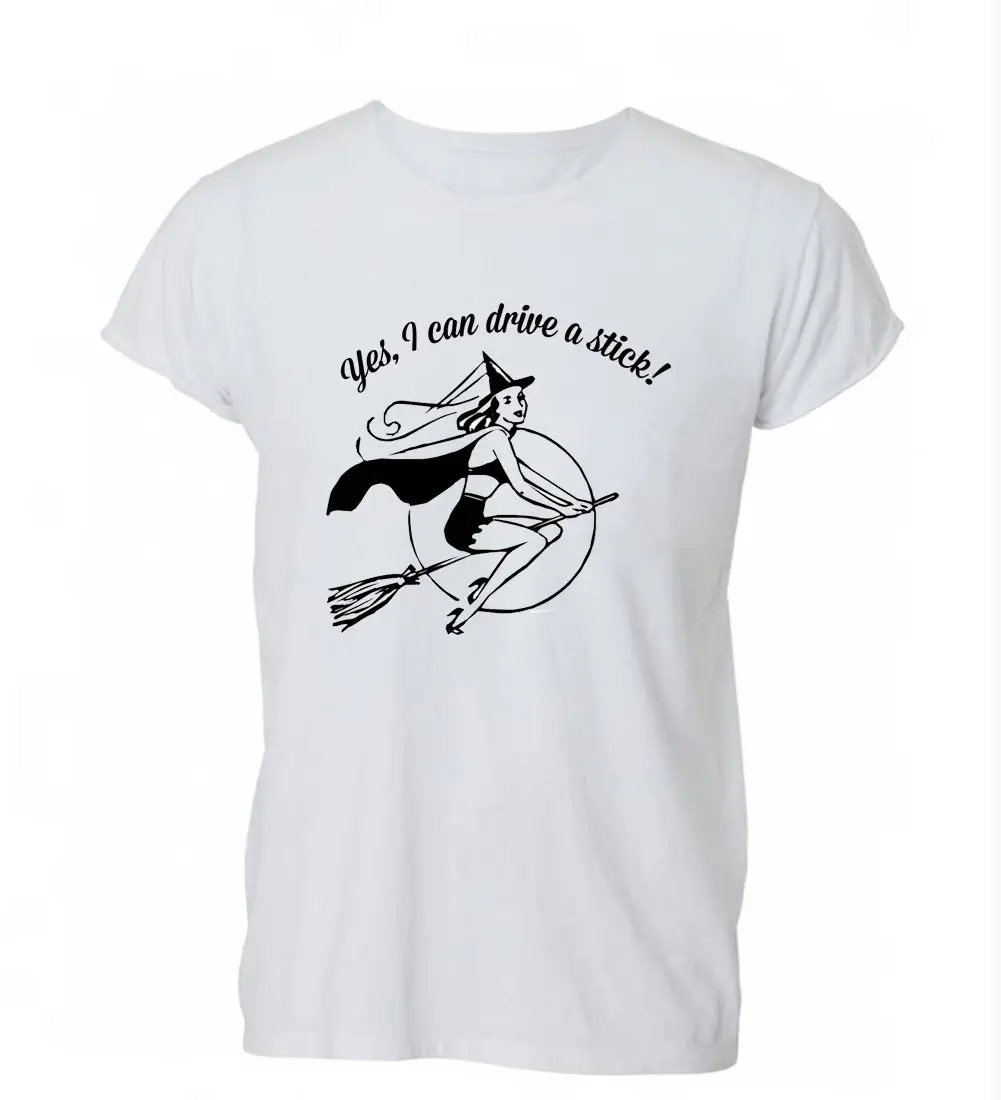 

2019 Summer Fashion Casual Men O-Neck T Shirt Yes I Can Drive A Stick Funny Witch Halloween Costume T Shirt Tshirt Mens