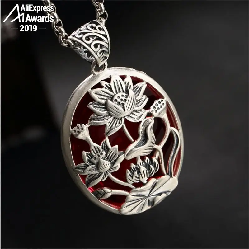 S925 прекрасный антикварный магазин рубиновый кулон для ожерелья женщин ручной