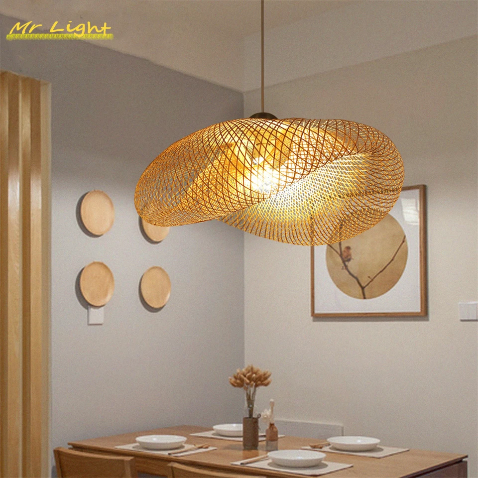 

Бамбуковый подвесной светильник s Light, скандинавский ретро-светильник для ресторана, столовой, подвесные светильники для отеля светодиодны...