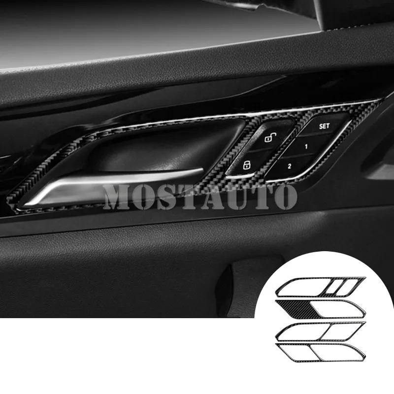 For BMW X3 G01 X4 G02 Carbon Fiber Car Door Handle Bowl Frame Cover 2018-2021 4pcs Black/Red Accessories Interior Decor - купить по