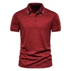 Новинка лета 2021, модная мужская поло с принтом, приталенная деловая Повседневная рубашка-поло с отложным воротником и короткими рукавами, фирменная мужская одежда