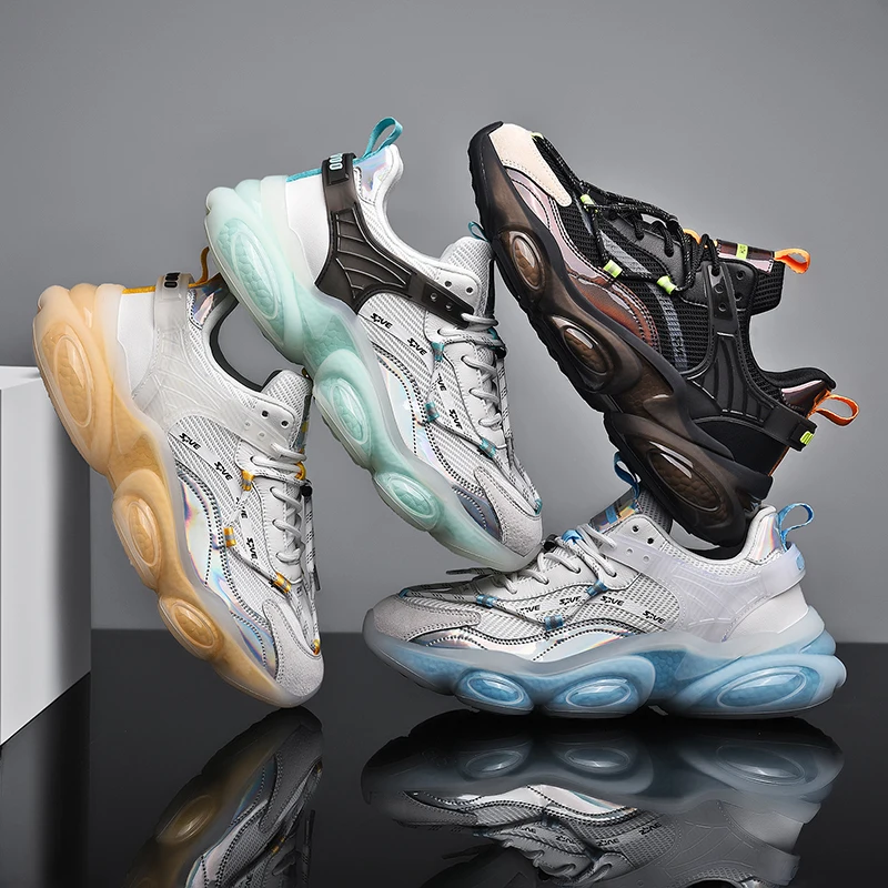 

Breathable Men Shoes Casual Sneakers Cushion Chunky High Quality Lace-up Trend Trainers Outdoor Walking Soft Comfortable Leisure