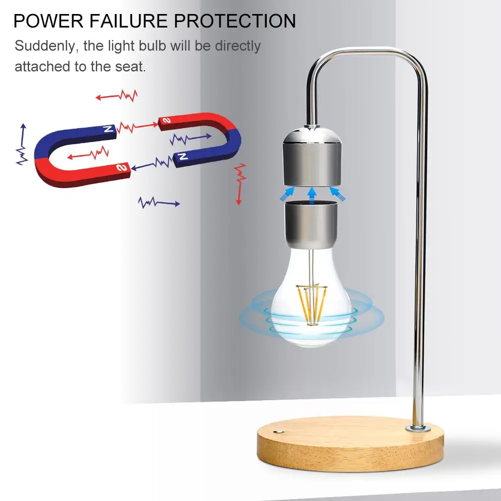 Магнитная парящая лампа настольная деревянная зернистая плавающая уникальный