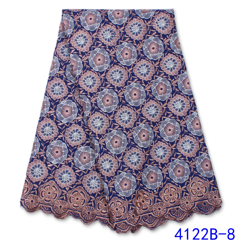 

NI.AI Stones Lace In Switzerland 2020 High Quality Blue Cotton Lace African Dry Lace Fabric Fashion Nigerian Cotton XY3780B