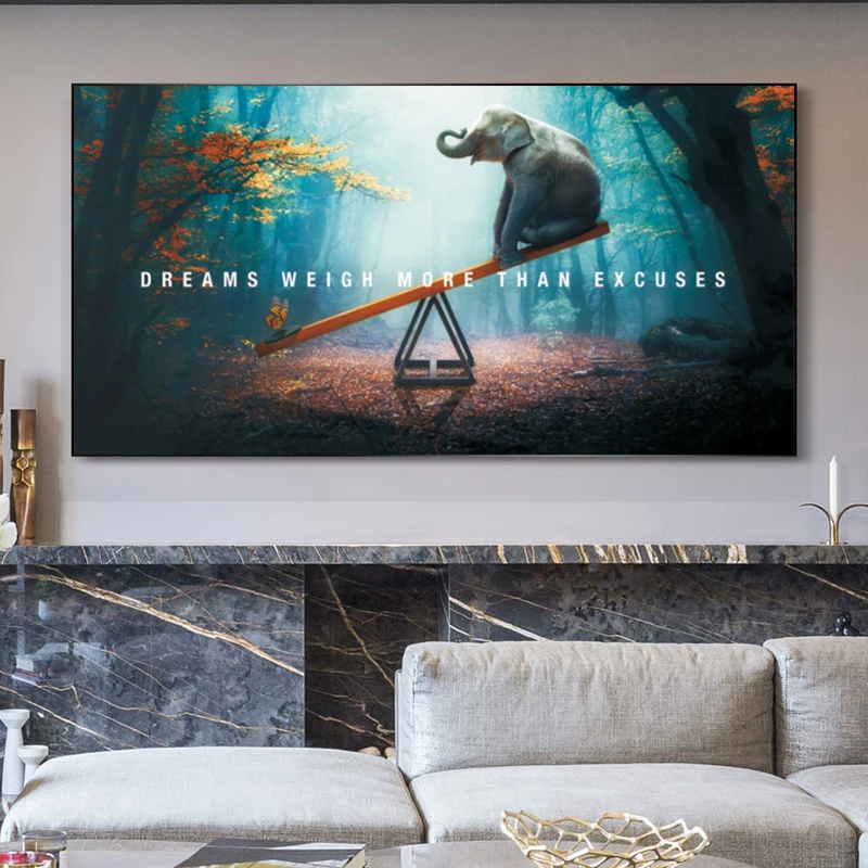 

Modern Landscape Animals Elephant Canvas Paintings Inspirational Quotes Posters and Prints Wall Art Pictures for Home Decoration