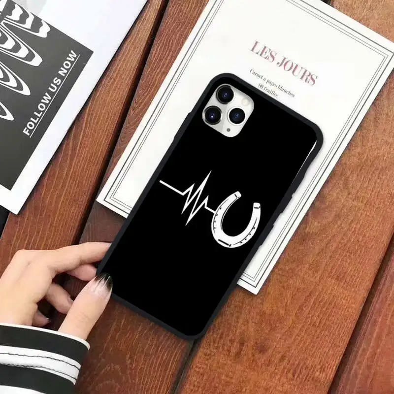 

Black line running horse Heartbeat ECG Phone Case for iPhone 11 12 pro XS MAX 8 7 6 6S Plus X 5S SE 2020 XR