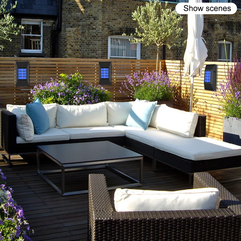 

2Pcs Solar Lights Outdoor LED Wall Light Up Down Modern Outdoor Porch Light IP65 Waterproof Solar Lamp Garden Decoration