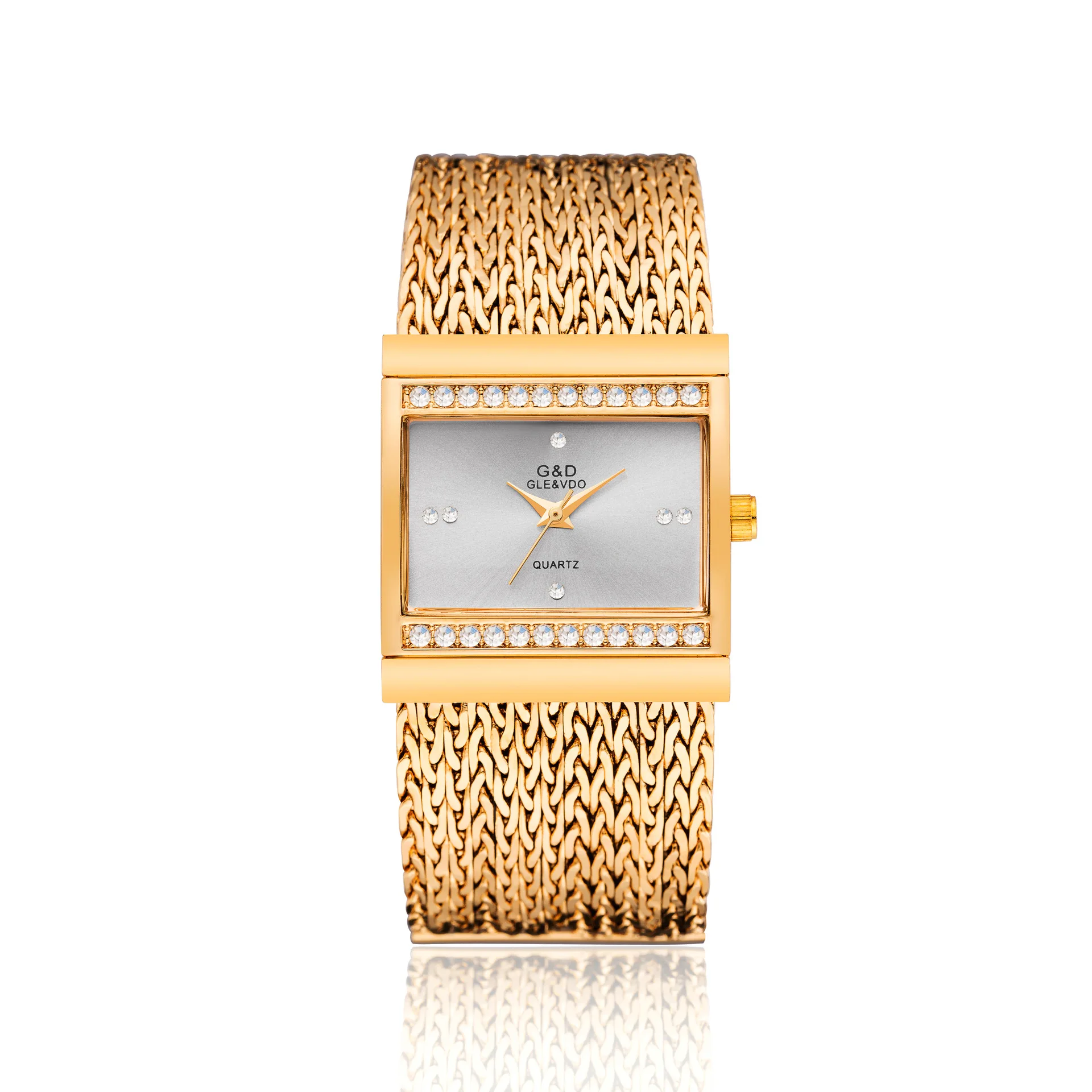 G & D серебряные женские часы с браслетом Роскошные брендовые стразы