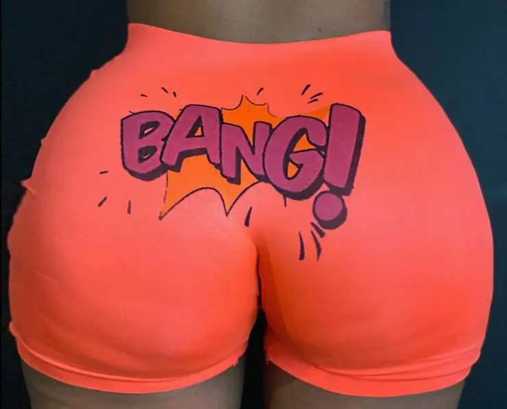 Женские шорты с буквенным принтом летние повседневные высокой талией хит продаж