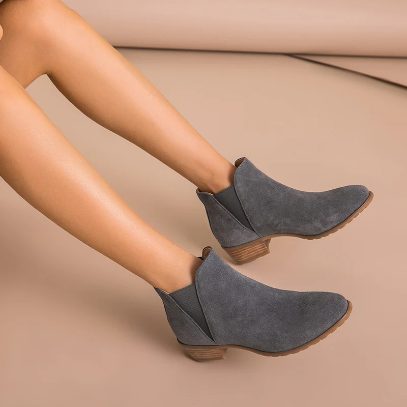 Женские ботинки Челси BeauToday весенне-Осенние эластичные из натуральной коровьей