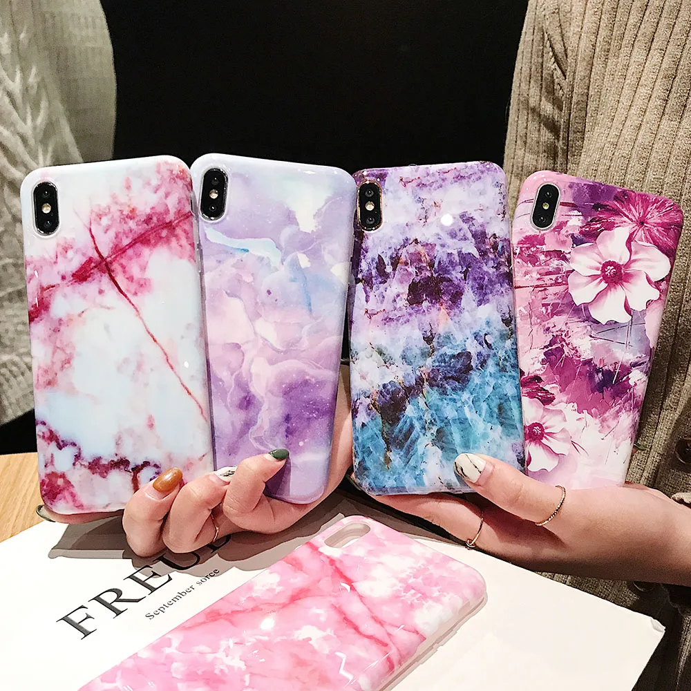 Artistic Gradient Marble Phone Case for Iphone XR XS MAX Luxury 8 7 6 6S Soft TPU Colorful Cover Capa | Мобильные телефоны и