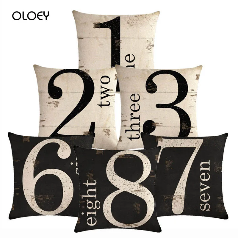 

Квадратная льняная черно-белая цифровая наволочка для дома, спальни и отеля, мягкая и удобная, размер 45*45 см.