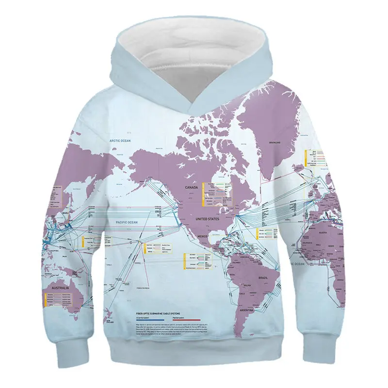 2019 New Fashion Newspaper Print Children's Sweater loose Cute long Sleeve Wild Casual letters and Map 3D Pullover | Мать и ребенок