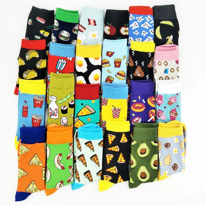 Смешные носки Харадзюку закуски/пиццы/суши/чипы милые женские забавные молочные