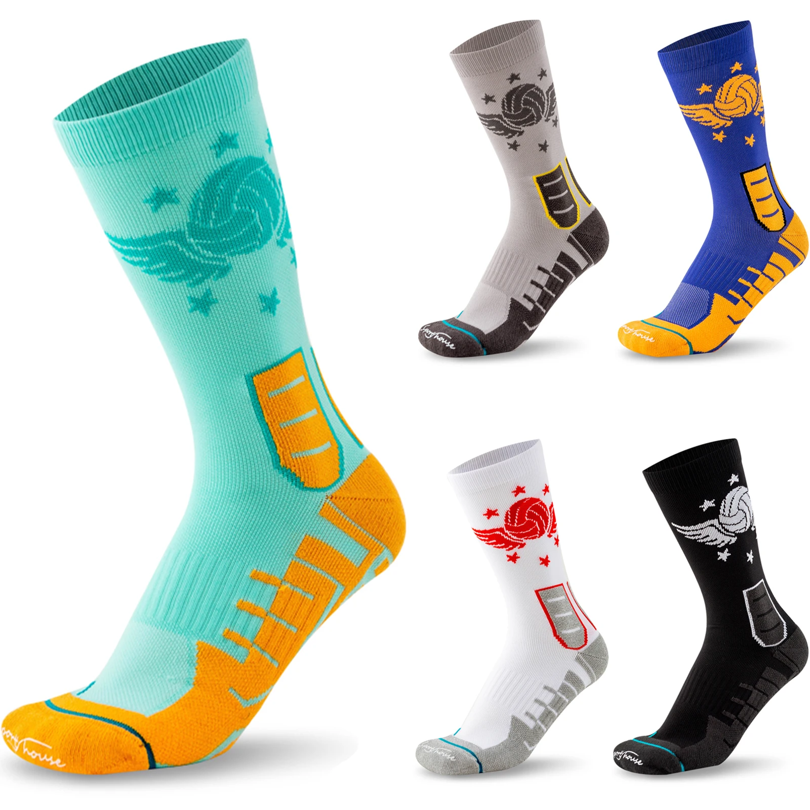 

Professional Men's Cycling Socks Printing Sweat Absorption Cotton Sport Socks Breathable Volleyball Sock Comfortable Non-slip