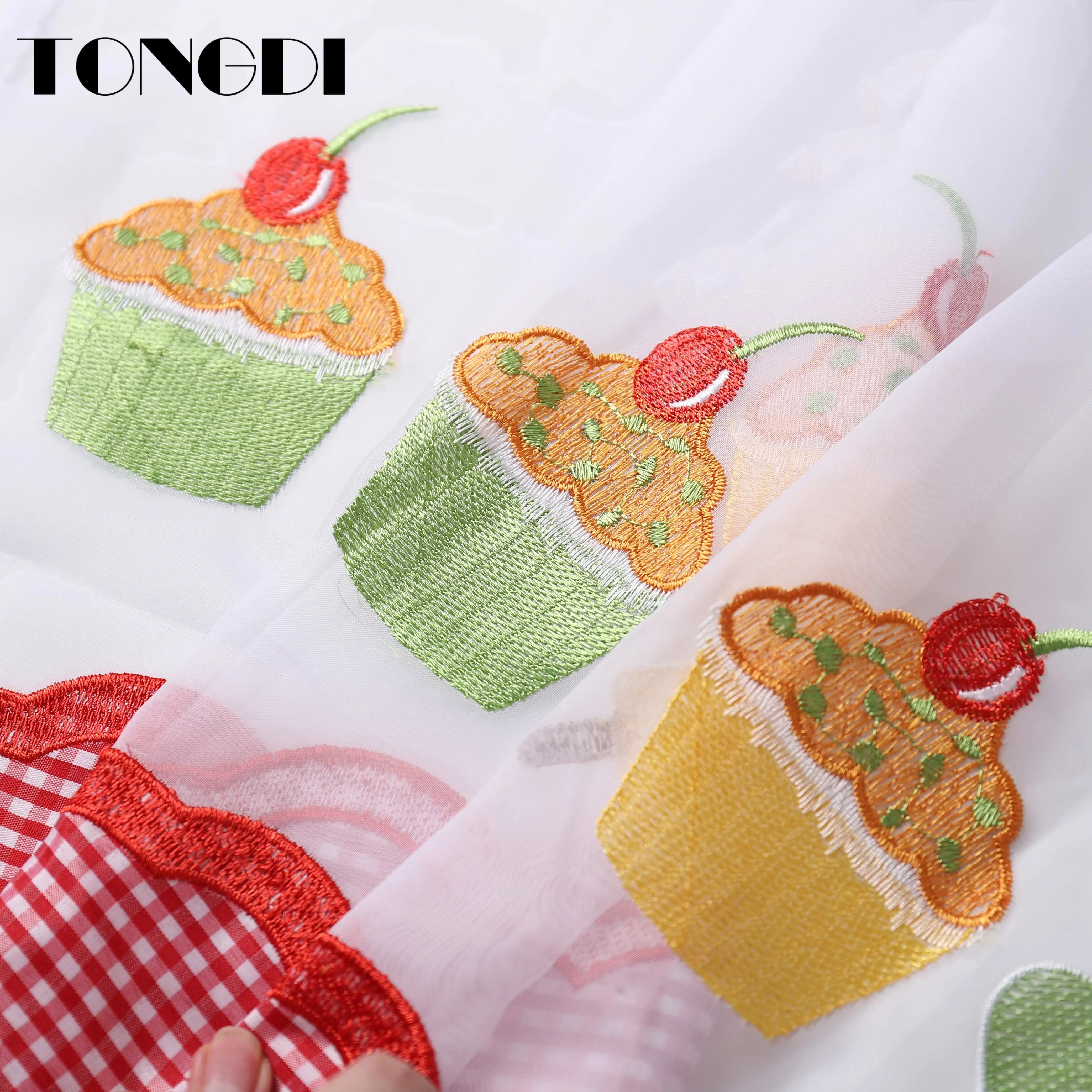 TONGDI домашние кухонные шторы с мультяшным принтом кремовый торт пасторальная