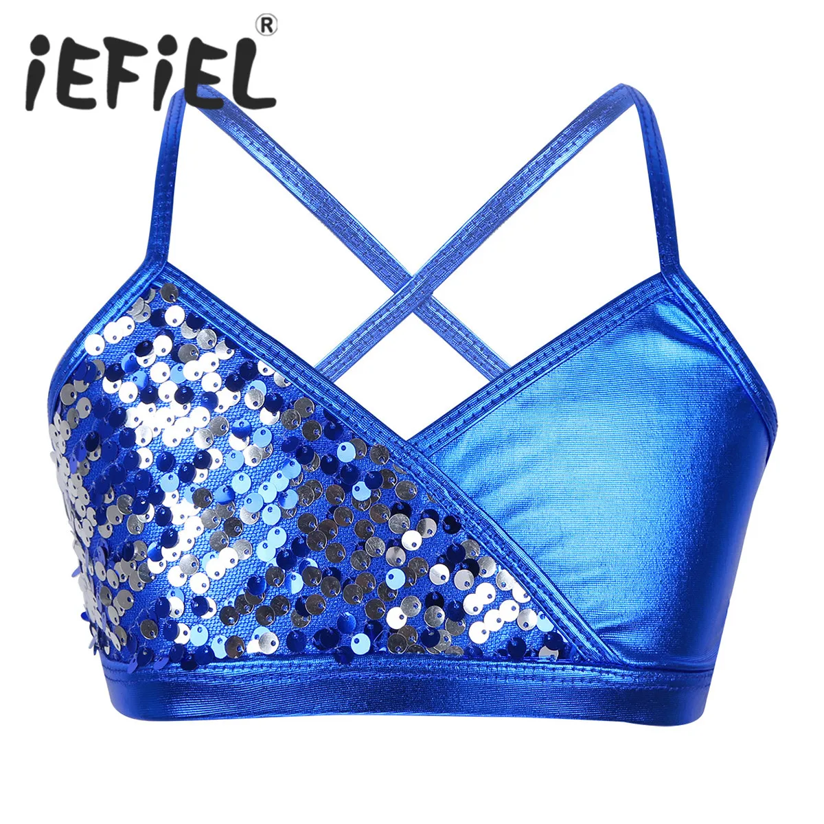 Детская танцевальная балерина для девочек блестящие майки с блестками и