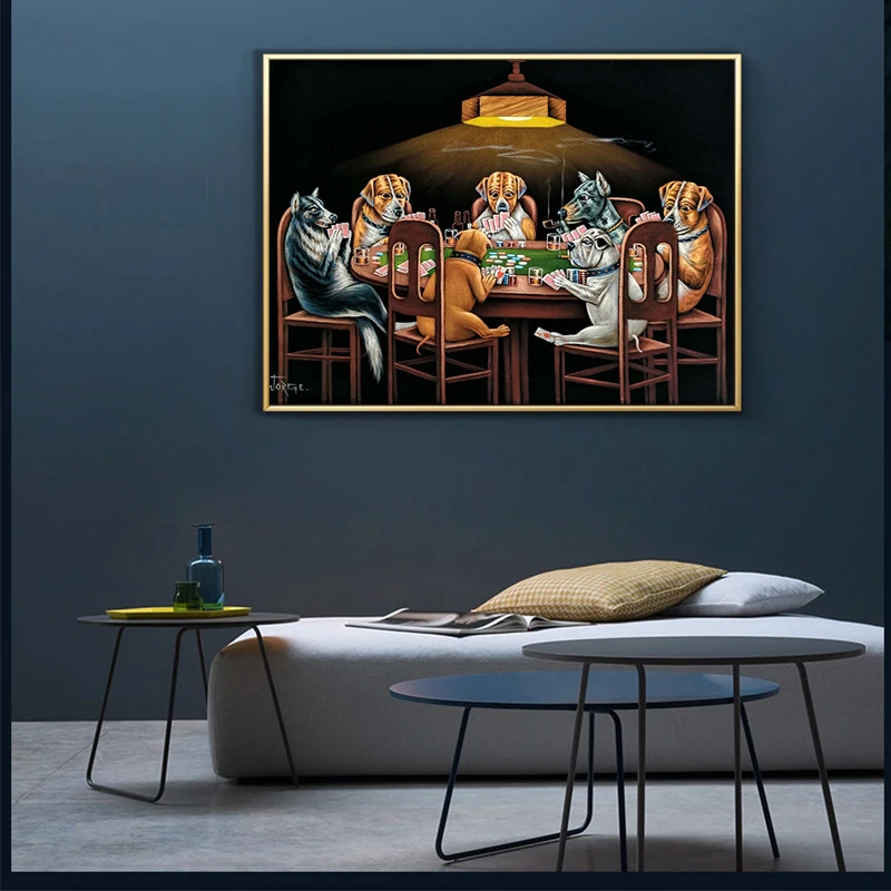 Настенная картина с собаками игральные карты покер холст Художественная печать