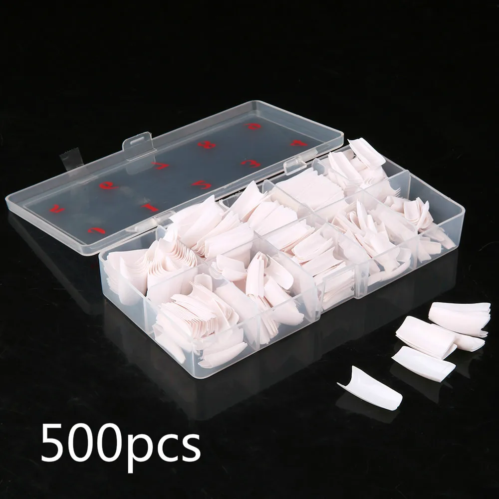 500 шт накладные ногти полностью половинные французские белые чистые натуральные|