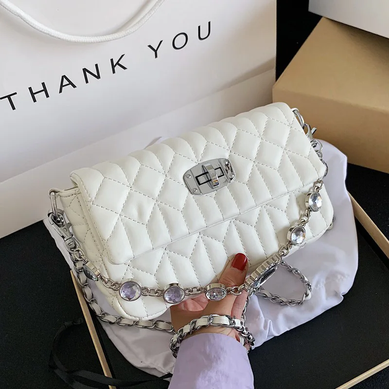 Новинка Lingge Pattern PU кожаные сумки через плечо для женщин 2020 бриллиантовые модные