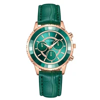 leather ladies watch quartz watch fashion wristwatch green watch casual women watch clock