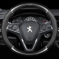automotive carbon fiber leather steering wheel cover interior accessories 38 cmsuitable for peugeot 208 308 206 207 406 408 508